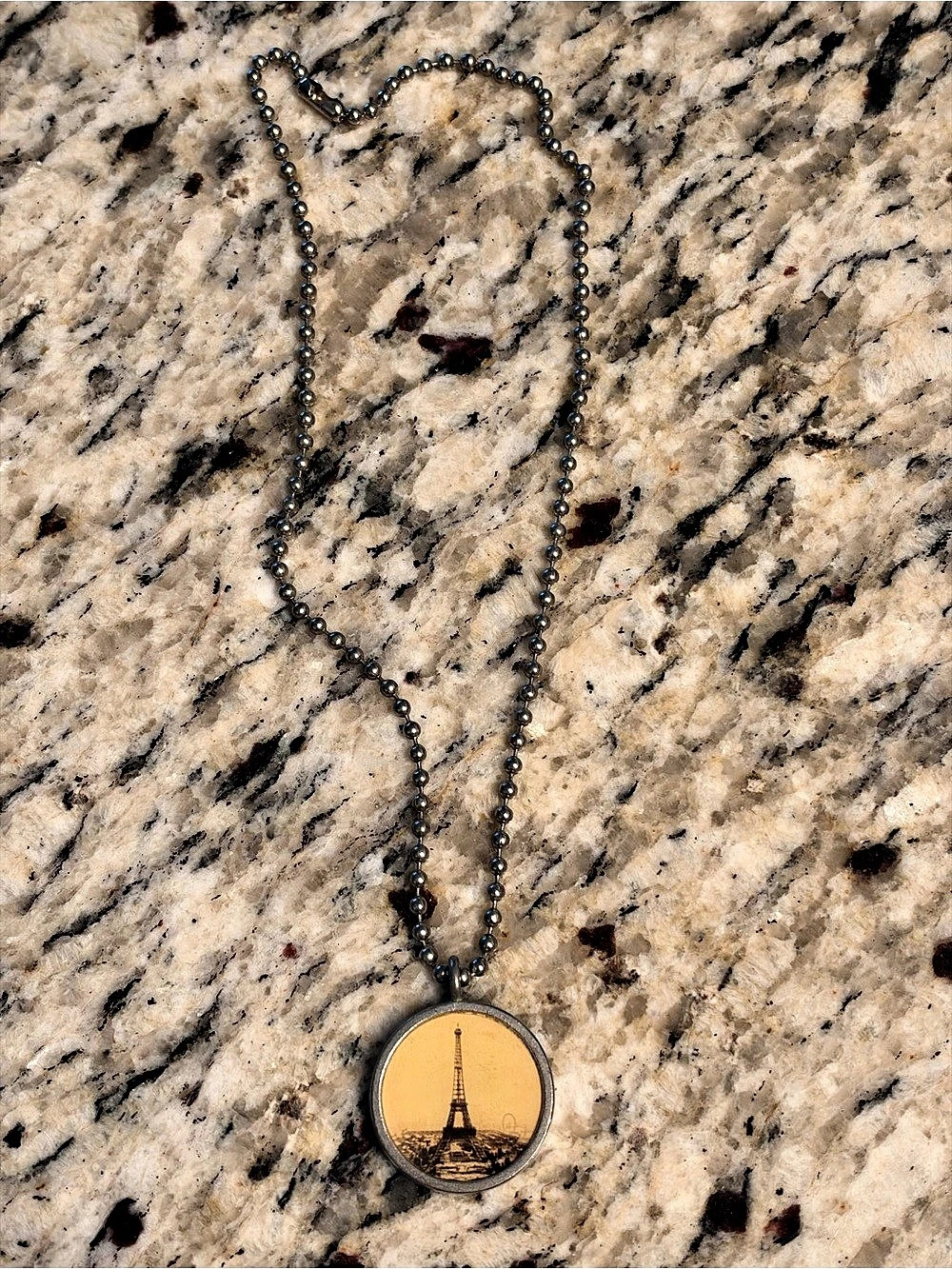 Eiffel Tower Pendant Necklace w/ Silver ball chain